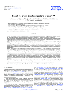 Search for Brown-Dwarf Companions of Stars⋆⋆⋆