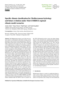 Specific Climate Classification for Mediterranean Hydrology