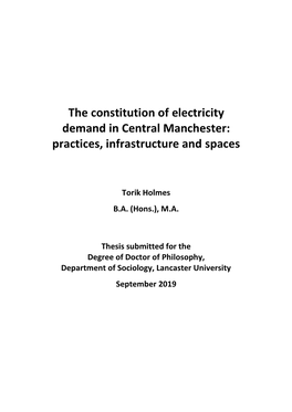 The Constitution of Electricity Demand in Central Manchester: Practices, Infrastructure and Spaces