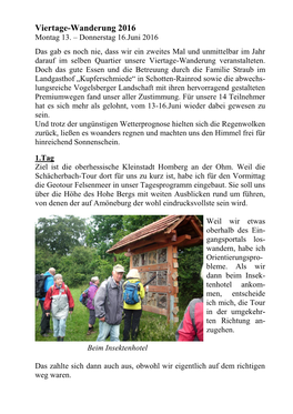 Viertage-Wanderung 2016 Montag 13