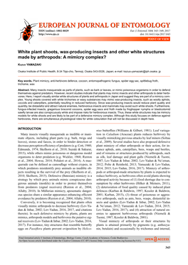 White Plant Shoots, Wax-Producing Insects and Other White Structures Made by Arthropods: a Mimicry Complex?