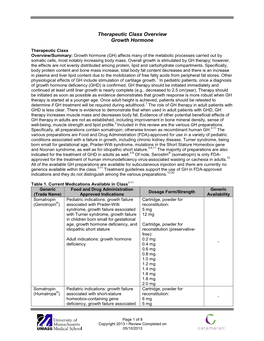 Therapeutic Class Overview Growth Hormone