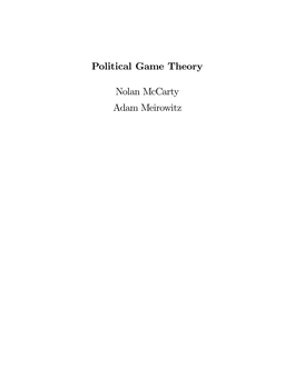 Political Game Theory Nolan Mccarty Adam Meirowitz