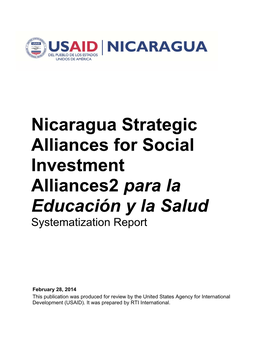 Nicaragua Strategic Alliances for Social Investment Alliances2 Para La Educación Y La Salud Systematization Report