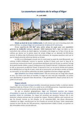 La Couverture Sanitaire De La Wilaya D'alger