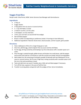 Veggie Fried Rice Recipe Credit: Erika Pernot, MSW