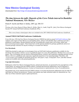 Deposits of the Cerro Toledo Interval in Bandelier National Monument, New Mexico Elaine P