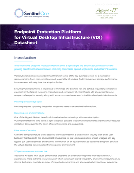 Endpoint Protection Platform for Virtual Desktop Infrastructure (VDI) Datasheet
