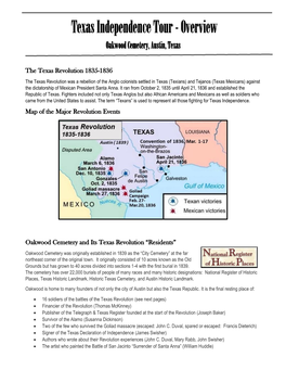 Texas Independence Tour - Overview Oakwood Cemetery, Austin, Texas