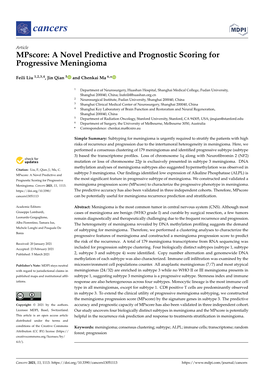 A Novel Predictive and Prognostic Scoring for Progressive Meningioma