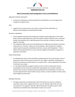 IMMIGRATION 101 Most Commonly Used Immigration Terms and Definitions