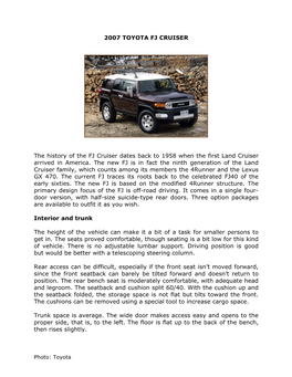 Toyota Fj Cruiser 2007