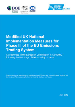 Modified UK National Implementation Measures for Phase III of the EU Emissions Trading System