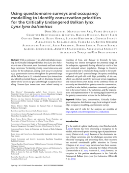 Using Questionnaire Surveys and Occupancy Modelling to Identify Conservation Priorities for the Critically Endangered Balkan Lynx Lynx Lynx Balcanicus