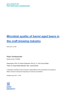 Microbial Quality of Barrel Aged Beers in the Craft Brewing Industry