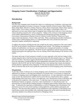 Shopping Center Classifications: Challenges and Opportunities James R