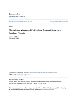 The Intimate Violence of Political and Economic Change in Southern Ethiopia