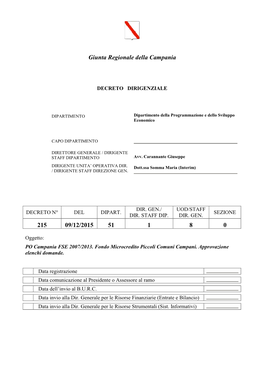 Decreto Dirigenziale N. 215/2015