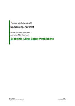 Ergebnis-Liste Einzelwettkämpfe