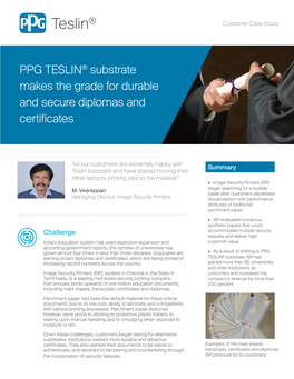 PPG TESLIN® Substrate Makes the Grade for Durable and Secure Diplomas and Certificates