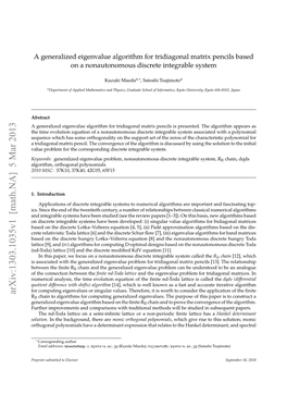 A Generalized Eigenvalue Algorithm for Tridiagonal Matrix Pencils Based on a Nonautonomous Discrete Integrable System