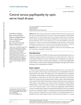 Central Serous Papillopathy by Optic Nerve Head Drusen