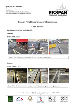 Ekspan T-Mat Expansion Joint Installations