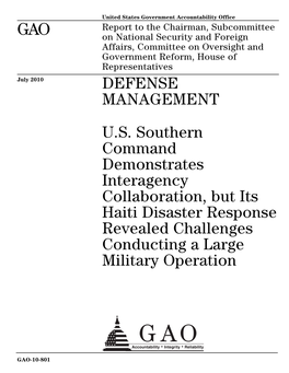 US Southern Command Demonstrates Interagency Collaboration, but Its