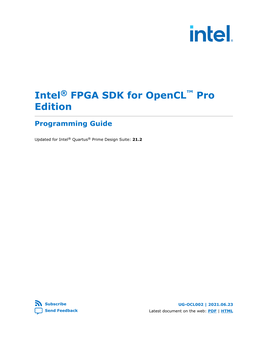 Intel FPGA SDK for Opencl Pro Edition: Programming Guide Send Feedback