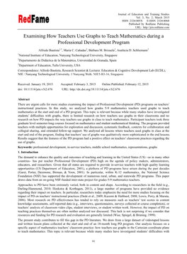 Examining How Teachers Use Graphs to Teach Mathematics During a Professional Development Program