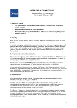 Proposed Proforma for Weekly Emrgency Situation