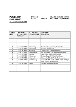 Planning Applications 9 July 2012