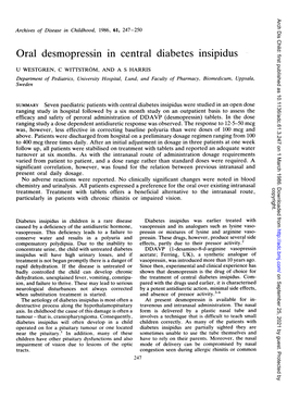 Oral Desmopressin in Central Diabetes Insipidus