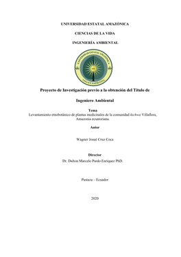 Proyecto De Investigación Previo a La Obtención Del Título De Ingeniero