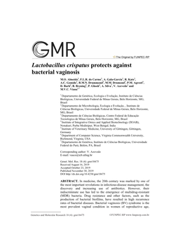Lactobacillus Crispatus Protects Against Bacterial Vaginosis