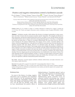 Positive and Negative Interactions Control a Facilitation Cascade 1,2, 3 � 1,2,4 3 3 PAUL E