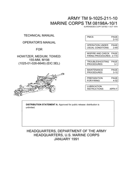 Army Tm 9-1025-211-10 Marine Corps Tm 08198A-10/1 Supersedes Copy Dated 1 Oct 1979