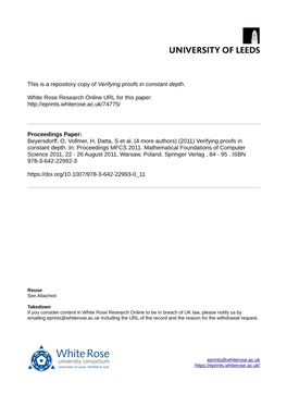 Verifying Proofs in Constant Depth