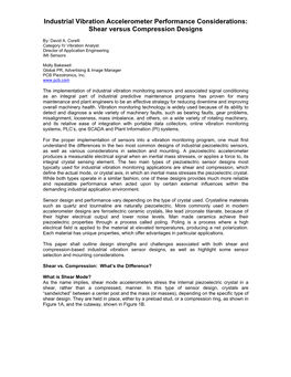 Industrial Vibration Accelerometer Performance Considerations: Shear Versus Compression Designs