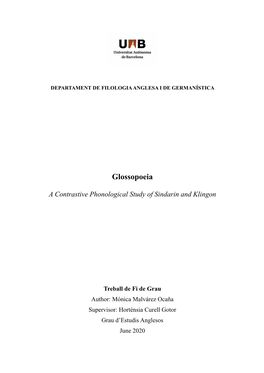 Glossopoeia a Contrastive Phonological Study Of