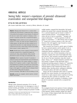 Women's Experience of Prenatal Ultrasound Examination