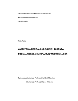 Ammattimainen Taloudellinen Toiminta Suomalaisessa