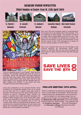 KILQUADE PARISH NEWSLETTER Third Sunday of Easter Year B: 15Th