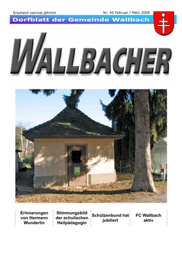 Dorfblatt Der Gemeinde Wallbach