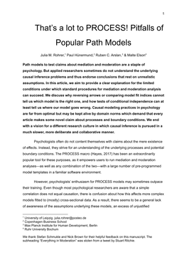 That's a Lot to PROCESS! Pitfalls of Popular Path Models