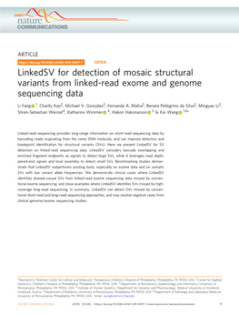 Linkedsv for Detection of Mosaic Structural Variants from Linked-Read Exome and Genome Sequencing Data