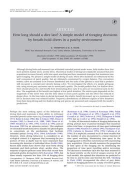 How Long Should a Dive Last? a Simple Model of Foraging Decisions by Breath-Hold Divers in a Patchy Environment