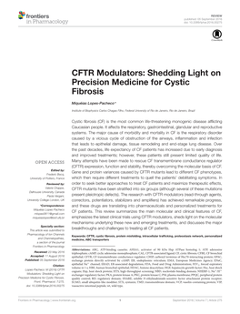 CFTR Modulators: Shedding Light on Precision Medicine for Cystic Fibrosis