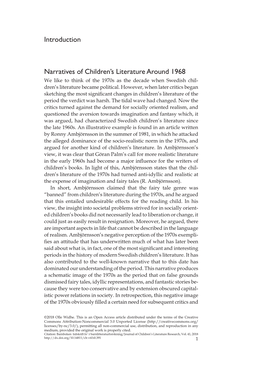 Introduction Narratives of Children's Literature Around 1968