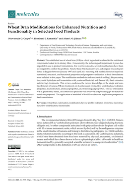 Wheat Bran Modifications for Enhanced Nutrition And